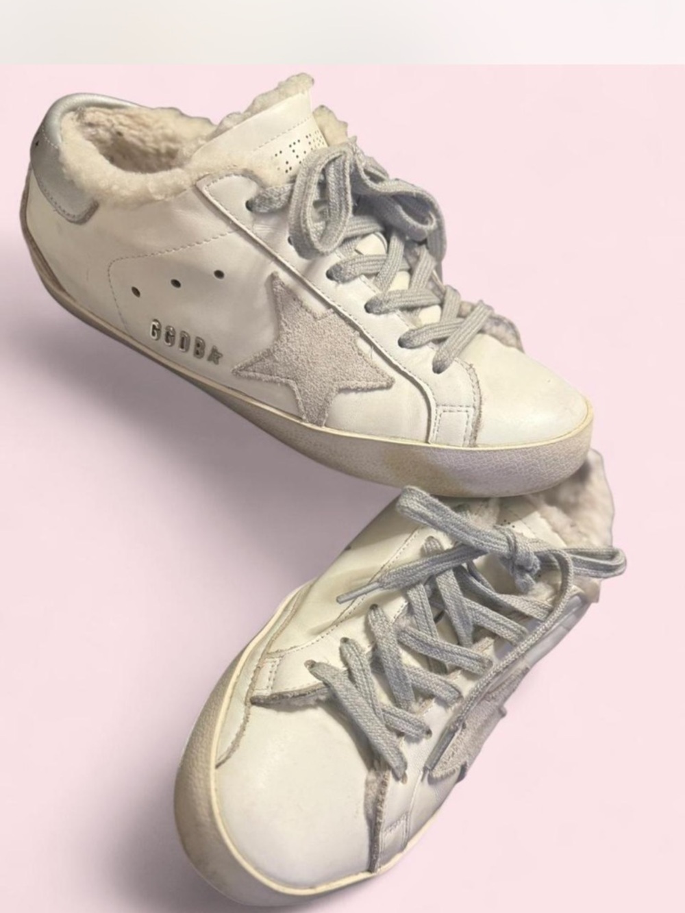 Golden Goose Lace-Up Sneakers with Shearling Lining